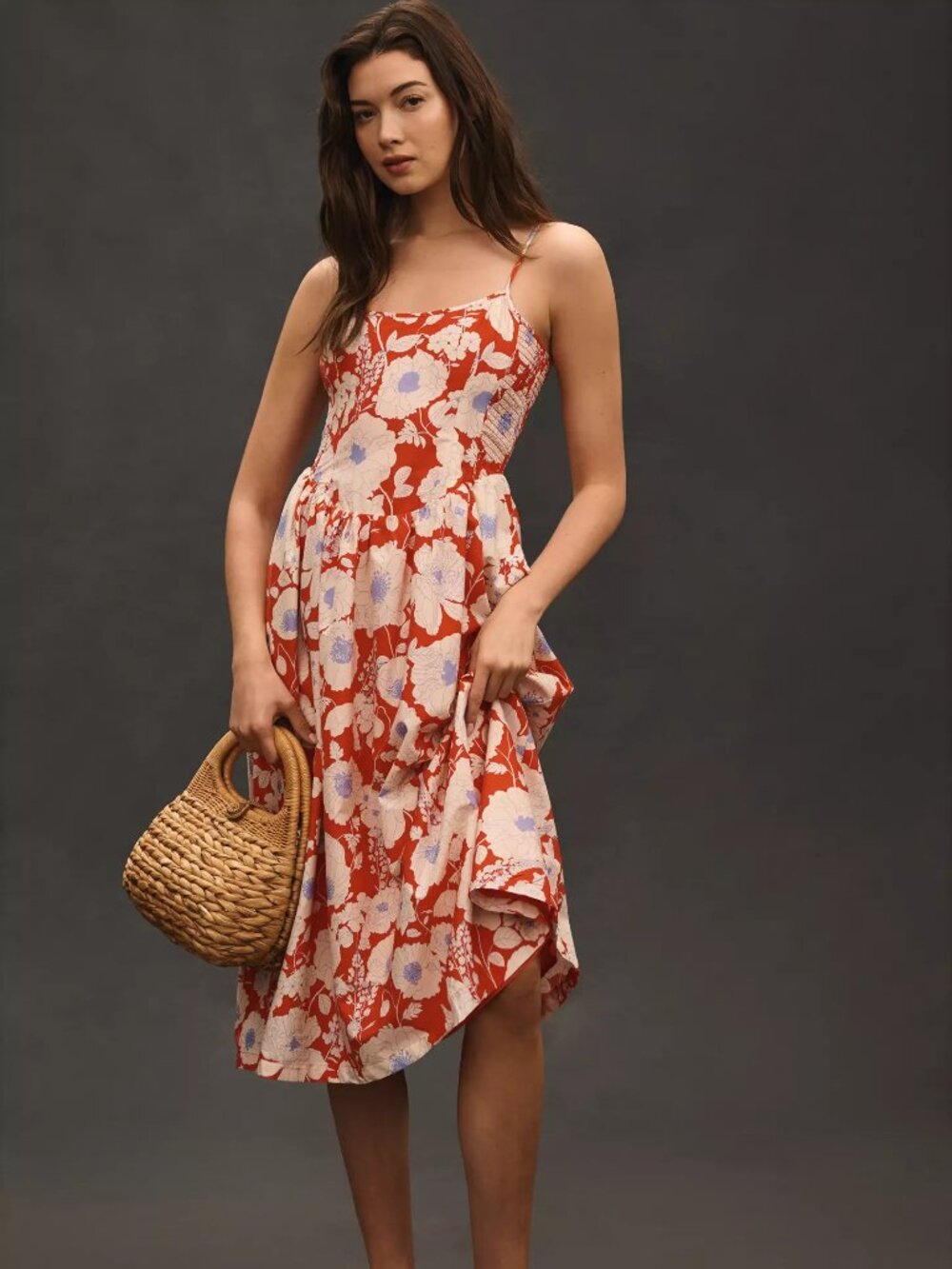 Maeve Sleeveless Square-Neck Drop-Waist Midi Dress - Anthropologie